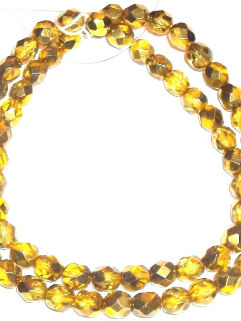 CZ381 Yellow Gold Metallic 6mm Fire-Polished Faceted Round Czech Glass Bead 16"